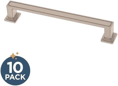 Franklin Brass 10 Pack Brushed Nickel Cabinet Handles 5-1/16 inch (128mm) Kitchen Cabinet Handles and Drawer Pulls for Cupboards and Dressers | Recessed Square