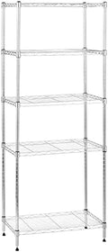 Amazon Basics 5-Shelf Adjustable Storage Shelving Unit for Garage, Steel Wire Rack, 200 Pound Loading Capacity per Shelf, 23.2" x 13.4" x 60", Chrome Finish