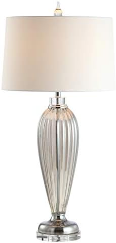 JONATHAN Y Julian 33.5" Traditional Fluted Glass Table Lamp, Smoked Gray