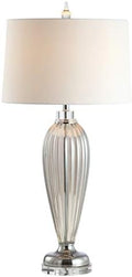 JONATHAN Y Julian 33.5" Traditional Fluted Glass Table Lamp, Smoked Gray