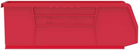 Akro-Mils 30234 AkroBins Plastic Storage Bins, 15"x5"x5", Red, 12-Pack