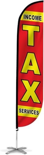 LookOurWay Feather Flag Banner - 12 Feet Tall Advertising Flags for Outdoor Business and Events Promotion - Swooper Flag Only - Financial Service Flags - Income Tax Services (10M1200286)
