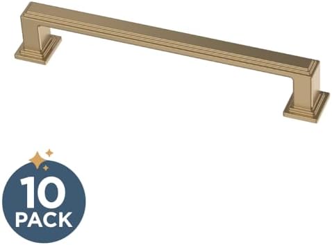 Franklin Brass 10 Pack Champagne Bronze Gold Cabinet Handles 5-1/16 inch (128mm) Kitchen Cabinet Handles and Drawer Pulls for Cupboards and Dressers | Stepped