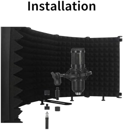 Foldable Sound proof Plate Desktop Vocal Absorbing Plate 3 Panel 5 Panel Combination Isolation Booth for Podcast Singing Studio Recording (5 panel)