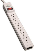 Tripp Lite 6 Outlet Surge Protector Power Strip, Black, 8ft Cord, Tel/Modem Protection, RJ11, $20,000 INSUANCE (TLP608TEL), Light Gray