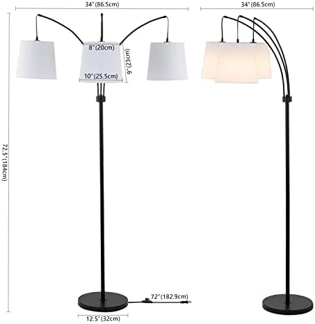 JONATHAN Y Sylva 3-Light Mid-Century Modern Arc Floor Lamp 72.5", Black