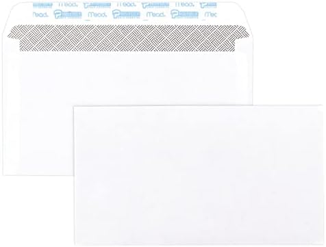 Mead #6-3/4 Envelopes, 3-5/8" x 6-1/2", Security Printed Lining for Privacy, Press-It Seal-It Self Adhesive Closure, White All-Purpose 20-lb Paper Mailing Envelopes, 500 Count (742021)