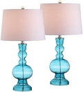 JONATHAN Y Genie 28.5" Glass Table Lamp, Aqua, Set of 2