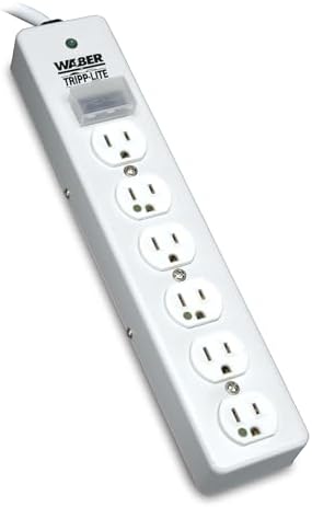 Eaton Tripp Lite SPS610HGRA Medical-Grade Surge Protector Power Strip for Hospitals & Nursing Homes, 6 Outlets, 10ft Power Extension Cord with Flat Plug, 1050 Joules, On/Off Switch, UL 1363 Certified