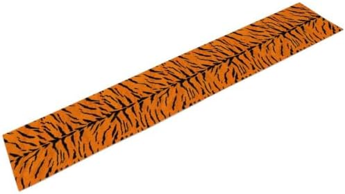 Vintage Tiger Print Table Runner, Rustic Cottage Country Farm Animal Fur Skin Pattern Western Style Black Brown Print Dinner Runner for Home Kitchen Dining Table Decoration 13x90 Inch