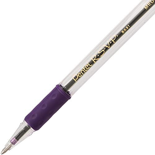 Pentel RSVP Ballpoint Pen, (0.7mm) Fine Line, Violet Ink, 72pk Canister (BK90PC72V)