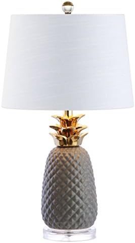 JONATHAN Y Pineapple Ceramic Table Lamp Bedside Nightstand 23", Gray/Gold