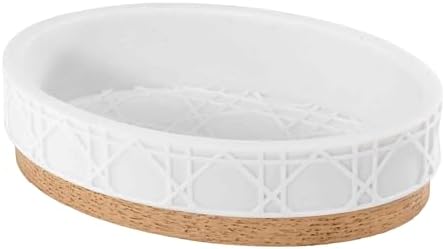 Nicole Miller - Soap Dish, Durable Resin Countertop Accessories, Ideal for Bathroom or Kitchen, Dorm Room Essentials (Lena Collection, White)