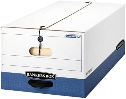 Bankers Box 12-Pack String & Button Heavy-Duty File Box, Legal, FastFold