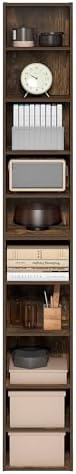 Furinno PASIR Book Shelf, 10-Tier Bookshelf, Bookcase with Open Shelf, 9.2 x 11.8 x 78.7, for Living Room, Bedroom, Home Office, Amber Pine