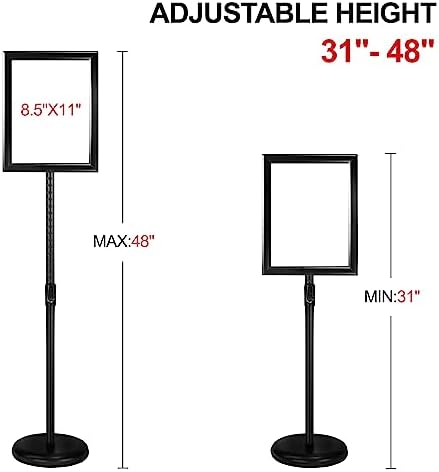 IN WHICH BAY-Adjustable Heavy Duty Poster Sign Holder Stand Floor Sign Stand Aluminum Snap Open Frame for 8.5 x 11 inches both Vertical and Horizontal view Displayed Used for Living and Business(Black)