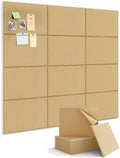 Kuchoow Large Felt Bulletin Cork Board Self-Adhesive Brown Pin Wall Tiles, 48'' x 36'' Rectangular Vision Tack Panels for Classroom Office Display 12 Pack Corkboard for Kitchen Bedroom Home Decor