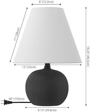 JONATHAN Y Asher 18.25" Gourd LED Table Lamp, Matte Black, Set of 2