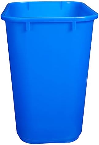 Amazon Basics Rectangular Commercial Office Recycling Wastebasket with Recycle Logo, Easy to Clean, 7 Gallon, Blue, Pack of 2