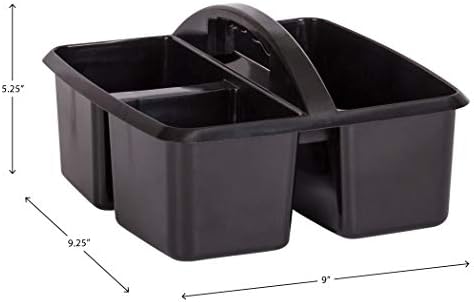 Teacher Created Resources Black Portable Plastic Storage Caddy 6-Pack for Classrooms, Kids Room, and Office Organization, 3 Compartment