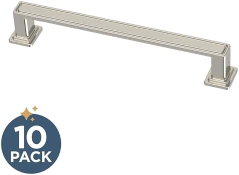 Franklin Brass 10 Pack Polished Nickel Cabinet Handles 5-1/16 inch (128mm) Kitchen Cabinet Handles and Drawer Pulls for Cupboards and Dressers | Recessed Square