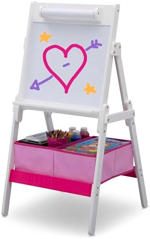 Delta Children Classic Kids Whiteboard/Dry Erase Easel with Storage, Bianca White