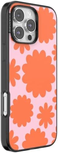 PopSockets iPhone 16 Pro Max Phone Case w/MagSafe Grip- Floating Florals | Magnetic, Wireless Charging, Camera & Drop Protection, Hot Pink, Flower, Floral