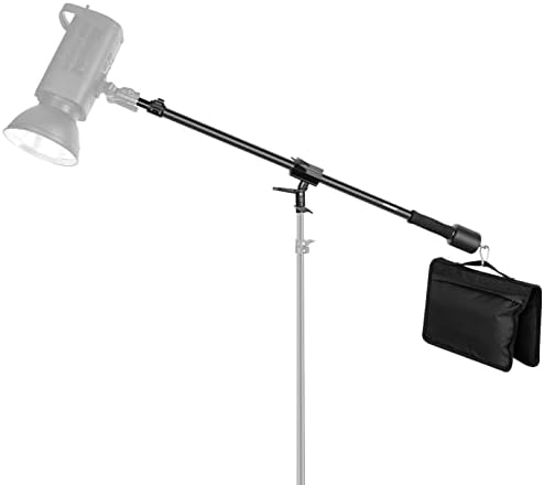 NEEWER Tripod Boom Arm, 35" to 61" (89 to 155cm) with 1.5kg Counterweight and Sandbag, 1/4" Screw Compatible with Softbox, Studio Light, Flash, Umbrella, Ring Light, Max Load 5kg