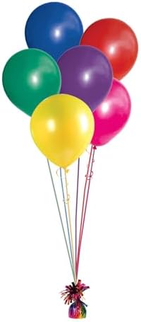 Beistle 12 Count Rainbow Metallic Plastic Wrapped Balloon Weights for Birthday Parties, Colorful Celebrations and Pride Events, Table Decorations for Any Theme, 6 Oz