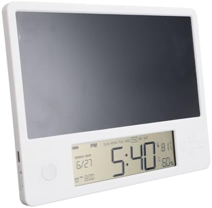 Electronic Calendar with Notepad Time Date Temperature Humidity Display Rechargeable Desktop Calendar LCD Writing Tablet for Office Business Home