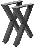 VEVOR Table Legs, 29.5" H x 23.6" W Steel Furniture Legs, Modular Design, Easy Assembly, 2204 lbs Max Load Heavy Duty, for Home Office Desk, Coffee Dinner Bar Tables, Workbench,2 PCS, X Frame, Black