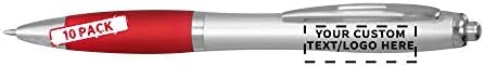 DISCOUNT PROMOS Custom Colored Grip Gel Pens Set of 10, Personalized Bulk Pack - Great for Office, School, Business, Tradeshows, Events - RedBI