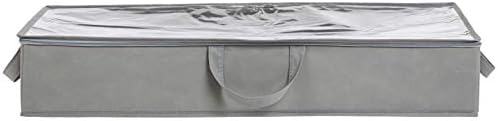 Amazon Basics Under Bed Storage Bags for Clothes, Blankets and Linens, Foldable Fabric Containers with Clear Window and Handles, 30.2" x 20" x 5.7", Gray, 2-Pack