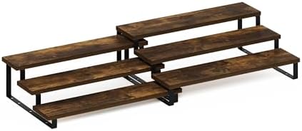 Furinno RAVEL Kitchen Countertop Organizer Set of 2, 3-Tier Counter Shelves, Kitchen Storage, Expandable, Spice Rack, for Pantry, Coffee Bar, Amber Pine
