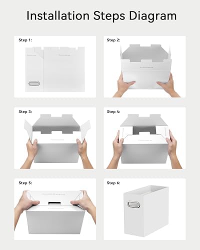 Oterri Portable Collapsible Cardboard File Box with Handle for Letter-Size | 2-Pack. Stainless Steel Handle. Label Stickers Included. Fits Letter Folders (Not Included). Home, Office, School, Dorm, Tax.