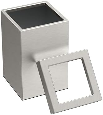 Gatco Small Bathroom Trash Can With Lid, Square 3 Gallon Stainless Steel Wastebasket, Under Sink, Satin Nickel, For Bathroom, Bedroom, Office (1914)