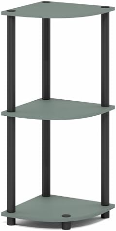 Furinno Turn-N-Tube Toolless Assembly 3-Tier Storage Shelves, Sage Green