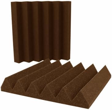 Foam Factory Inc 24 Pack Color Acoustic Foam Panel Studio Soundproofing Wedge Wall Tiles 12” X 12” X 2” (Brown)