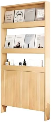 LINLIUA Behind the Door Bookshelf, 5 Shelf Behind Door Shelves with Storage, Space-Saving Wall Mount Narrow Bookcase Cabinet for Living Room Bedroom