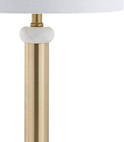JONATHAN Y Gregory Table Lamp 27" Metal Marble Column Bedside, Brass Gold