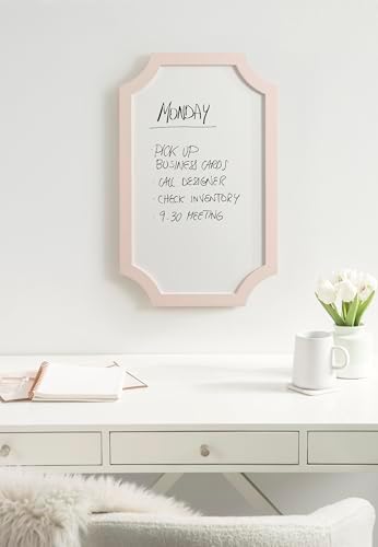 Kate and Laurel Holbrook Scalloped Magnetic Dry Erase Board with Marker and Four Magnets; 15 x 24; Pink; Decorative Wall Organization White Board for Use as Bedroom or Dorm Room Decor