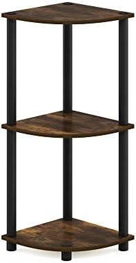 Furinno Turn-N-Tube Toolless Assembly 3-Tier Storage Shelves, Amber Pine