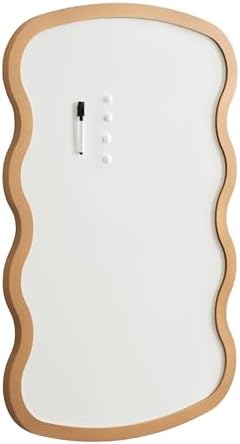 Kate and Laurel Holbrook Wavy Magnetic Dry Erase Board with Marker and Four Magnets; 24 x 36; Gold; Decorative Wall Organization White Board for Use as Bedroom or Dorm Room Decor