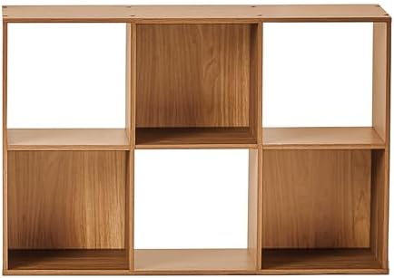 Warm Walnut 6-Cube Storage Organizer Bookcase, Vertical & Horizontal Freestanding Cube Shelving Unit, Open & Closed Back Cubby Compatible with Fabric Bins