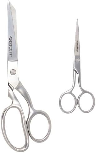 Westcott Forged 8in & 5in Scissors for Fabric and Paper Crafts, 2-Pack, Detail Snips and Heavy Duty Shears, Dressmaker Shears for Sewing, Tailoring, Quilting, Art, Office