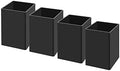 NIUBEE Black Acrylic Pen Holder 4 Pack, Desktop Pencil Cup Stationery Organizer for Office Desk Accessory | Black acrylic pen holder, compact space-saving design; holds pens & makeup brushes for office, school and home desktop