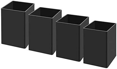 NIUBEE Black Acrylic Pen Holder 4 Pack, Desktop Pencil Cup Stationery Organizer for Office Desk Accessory | Black acrylic pen holder, compact space-saving design; holds pens & makeup brushes for office, school and home desktop