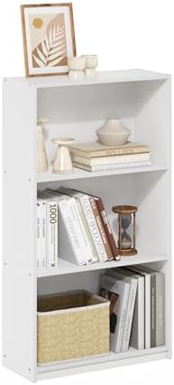 Furinno Basic 3-Tier Book Shelf with Open Shelves, White