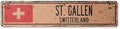 ST. Gallen Switzerland Vintage Aluminum Street Sign Swiss Flag City Country Road Rustic Metal tin Wall Gift | Indoor/Outdoor | 30" Wide
