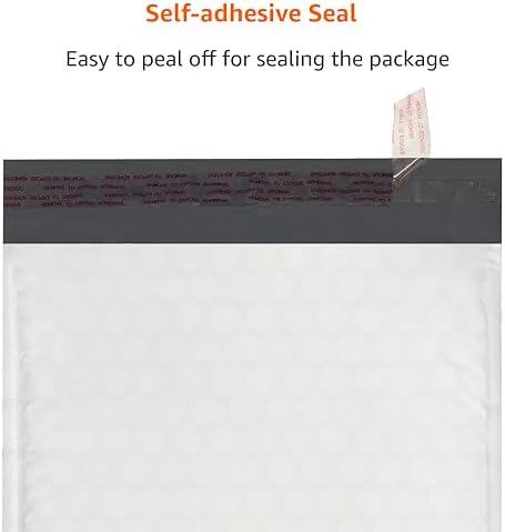 Amazon Basics Poly Bubble Mailer, 8.5" x 12" (Internal Size 8.25" x 11"), Self-Seal, 100-Pack, White/Grey